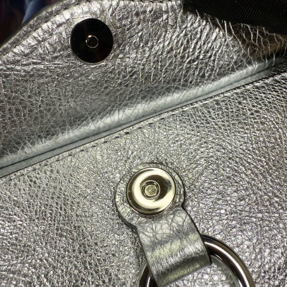 Rebecca Minkoff NWT Blythe Xbody – Silver Leather with Jewel-Tone Metallic Strap - Picture 10 of 16